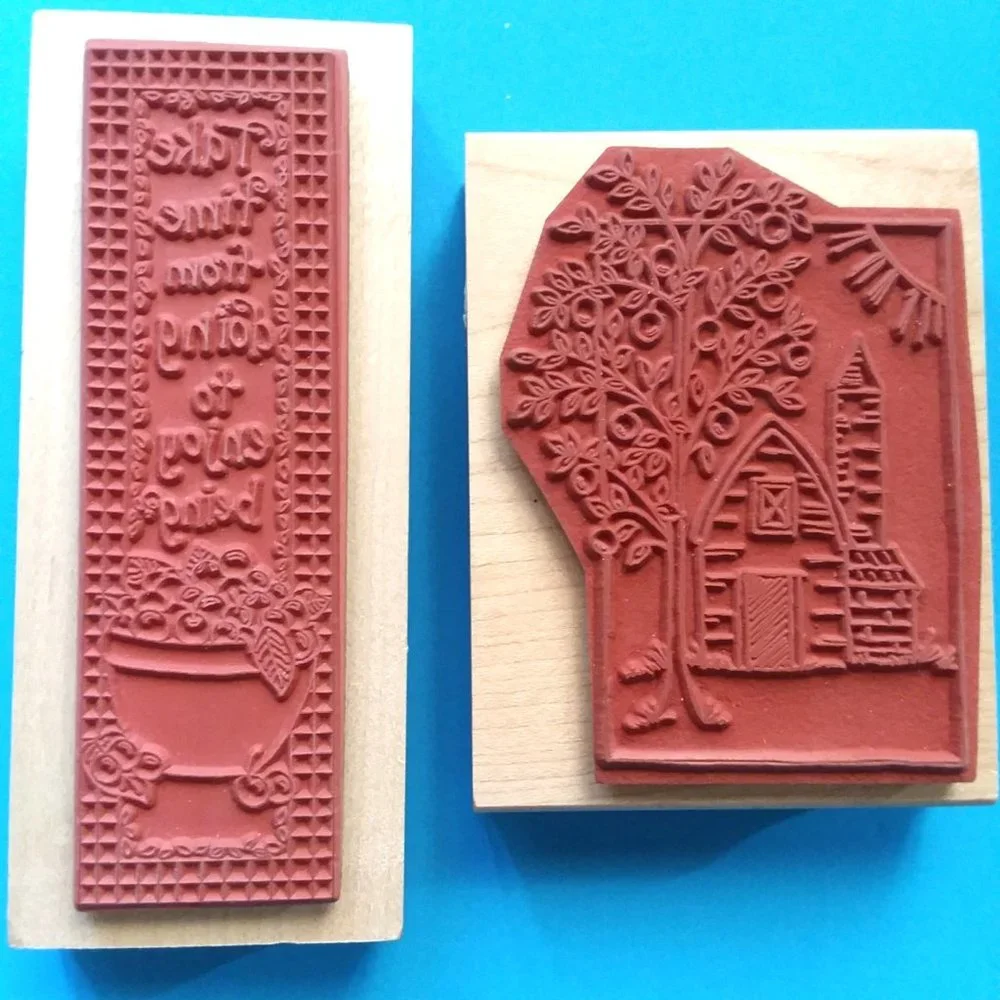 2 Wood Rubber Ink Stamp Great Impressions G344 Joy Marie 9062 X Take Time